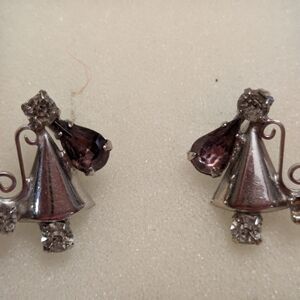 Vintage Elegant Silver and Purple Earrings